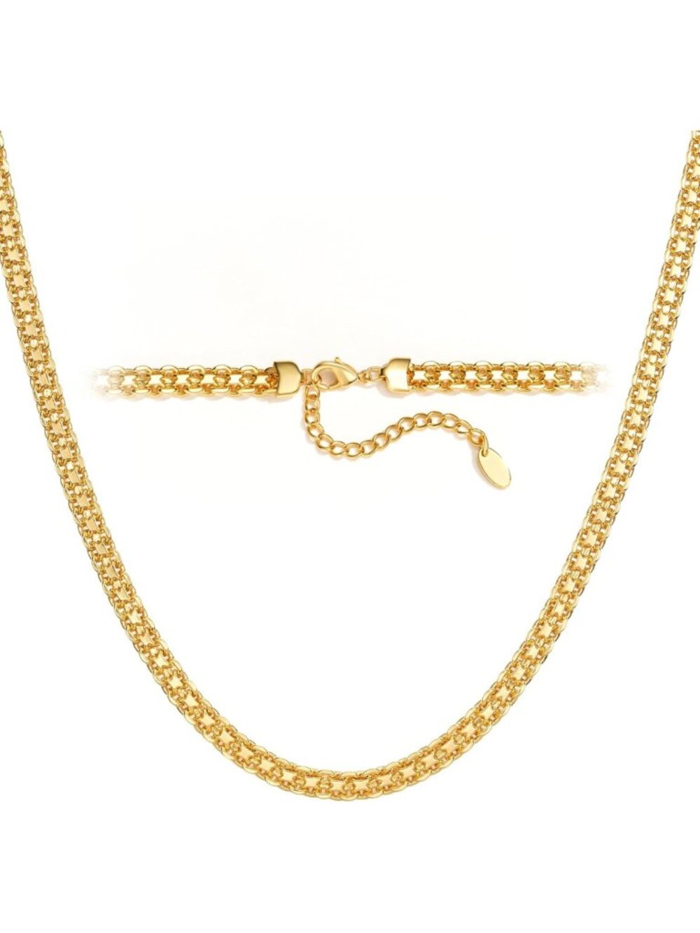 Dainty 18k Gold Plated Star Link Chain Necklace for Women, Minimalist Jewelry